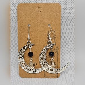 Handmade by me Night sky sterling silver dangle moon midnight sky and star beads